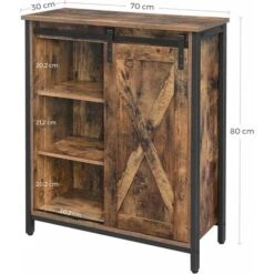 VASAGLE Armadietto, Credenza, Mobiletto Multiuso, Ripiani Regolabili, Anta Scorrevole, Struttura In Acciaio, Per Cucina Salotto Ingresso Studio, Stile Industriale, Marrone Vintage E Nero Da SONGMICS -LettoMania Italia 97057050 5