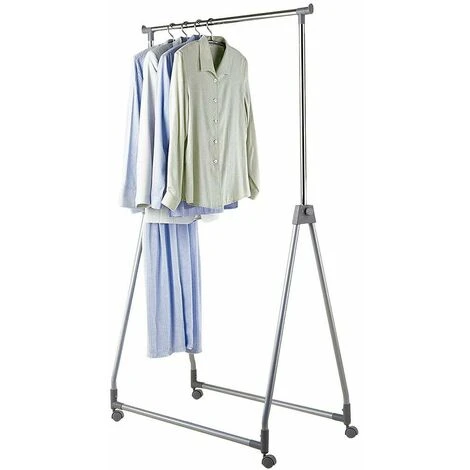 Stand Appendiabiti Pieghevole Acciaio Asta Allungabile Regolabile Ruote Grigio 6 Stand Appendiabiti Pieghevole Acciaio Asta Allungabile Regolabile Ruote Grigio - immagine 4