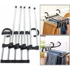 Pantaloni Da Grucce Da 2 Pezzi, Appendiabiti, Pantaloni A Gancio Multipli, In Acciaio Inox Multifunzione Richiudibile Antiscivolo Per Jeans, Pantaloni, Cravatta, Abbigliamento, Asciugamani, Nero -LettoMania Italia 97680607 5