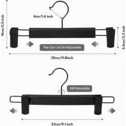 Set Di 10 Appendini Porta Pantaloni, Appendini Porta Gonne, Con 2 Clip Antiscivolo E Regolabili, Per Appendere Pantaloni, Calzini, Gonne - Nero 9 Set Di 10 Appendini Porta Pantaloni, Appendini Porta Gonne, Con 2 Clip Antiscivolo E Regolabili, Per Appendere Pantaloni, Calzini, Gonne - Nero -LettoMania Italia 97875542 3