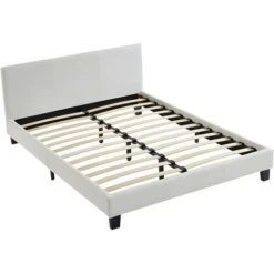 Letto Matrimoniale Alla Francese 140 X 190 Cm In Similpelle Bianco - CORNELIUS 10 Letto Matrimoniale Alla Francese 140 X 190 Cm In Similpelle Bianco - CORNELIUS -LettoMania Italia 98888907 4