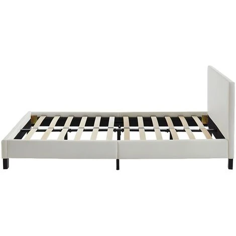 Letto Matrimoniale Alla Francese 140 X 190 Cm In Similpelle Bianco - CORNELIUS 7 Letto Matrimoniale Alla Francese 140 X 190 Cm In Similpelle Bianco - CORNELIUS - immagine 5