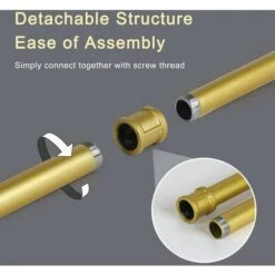 Barra Appendiabiti Da Parete Industriale Tubo Vintage Attaccapanni Da Muro Lunghezza Regolabile 90-180cm Per Appendere Vestiti, Oro -LettoMania Italia 99916233 4